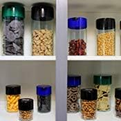 4 convenient sizes of airtight containers: TV5 - 10 1/4"h. x 4 7/8" dia., TV4 - 7 7/8" h. x 4 1/8" dia., TV3 - 5 5/8" h. x 3 3/8" dia., TV2 - 3 3/4" h. x 3" dia.