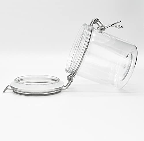 1 Pcs 500ml PET Plastic Storage Jars with Airtight Hinged Lids,Durable Clear Wide Mouth canning Jars for Food Storage Oats Canning Cereal Pasta Sugar Coffee Nuts Spices