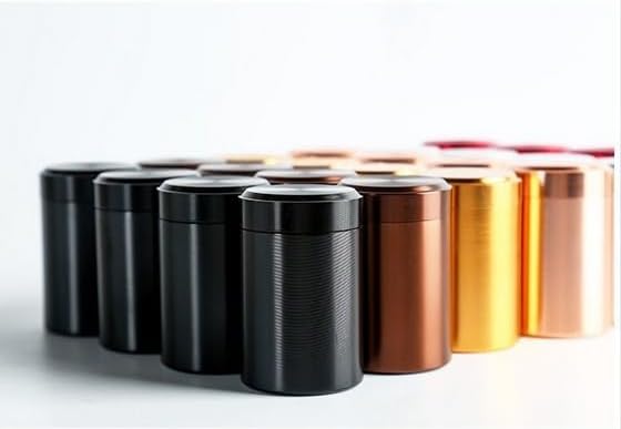 6 Aluminum Tea Tins Canister with Airtight Single Lids,2 oz Tea Canister Dry Storage Caddy Box,Candle Making Kits,Waterproof Mini Tins for Loose Tea,Spices, Coffee,Sugar (Black)