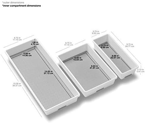 madesmart Tray, Set of 3, White, PremiumWhite