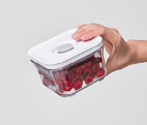 Premium Airtight Food Storage Containers, Mini Square 3pc/set(0.32qt), Smart One-Click Seal Lid, No Hinges, 100% Leak Proof, BPA-FREE, Dishwasher, Freezer & Microwave Safe