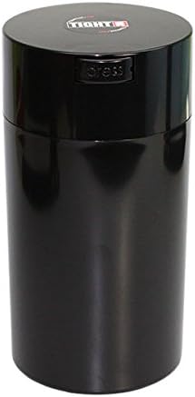 Tightvac Nested Set of 4 Vacuum Sealed Dry Goods Storage Containers, 4 Sizes: 24-Ounce, 12-Ounce, 6-Ounce, 3-Ounce, Solid Black Body/Black Cap