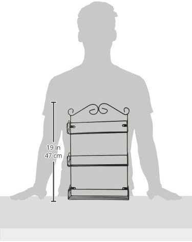 DII Farmhouse Vintage Decorative Metal Pantry Spice Rack Organizer, 11Lx2.6Wx18H, 3 Tier Spice Rack - Rustic (Pack of 2)