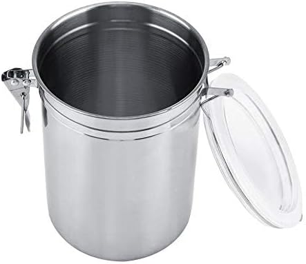 Stainless Steel Kitchen Canister 1900ml Airtight Clamp Lid, Clear Top Ideal for Kitchen Storage, Food Storage, Pantry Storage