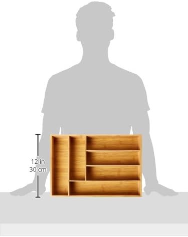 Lipper International 8878 Bamboo Wood Deep Flatware Organizer with 6 Compartments, 12" x 17-1/2" x 2-1/2"