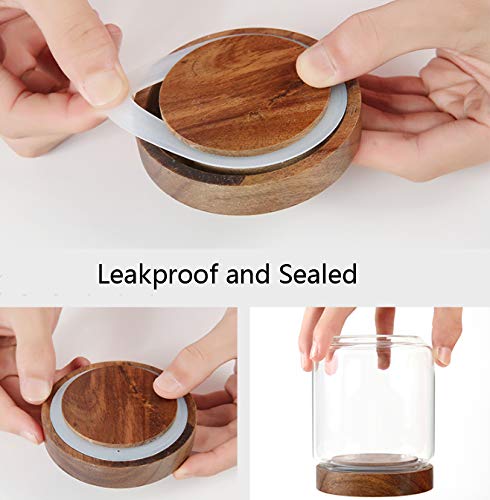 Glass Food Storage Jar 250ml/8.5oz Clear Glass Canister with Airtight Seal Acacia Wood Lids Kitchen Food Storage Container for Coffee Bean Loose Tea Spice Bottle Sugar Cookies Nuts Snack Candy Jar