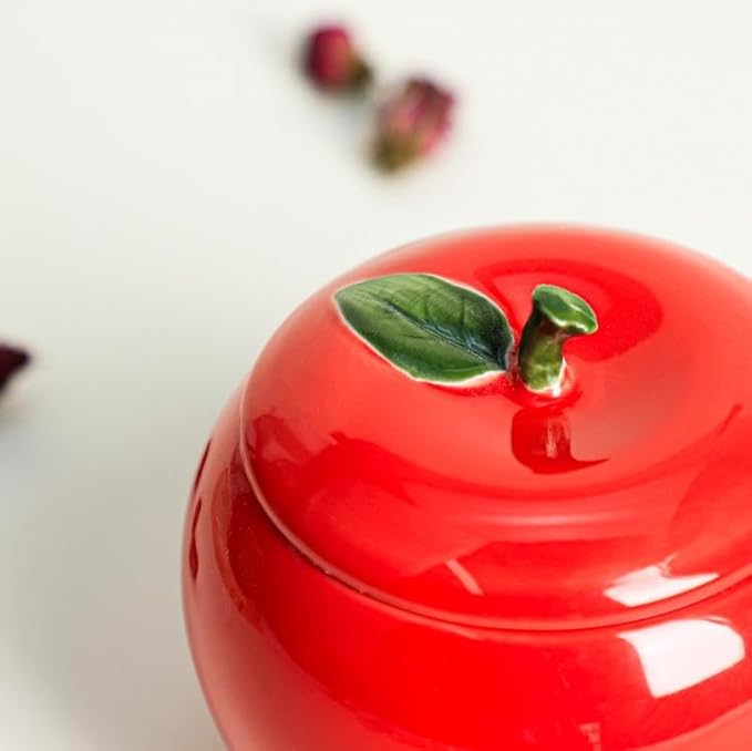 Ceramic Apple Shape Container Food Storage Jar with Lid