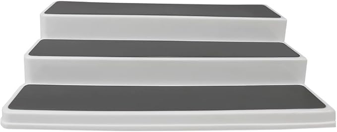 Home Basics 3-Tiered Plastic Expandable Spice Rack with Silicone Lined Anti-Slip Tiers, (White) Adjustable Length Kitchen Organizer for Cabinet, Pantry or Countertop
