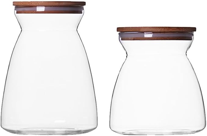 2PCS Glass Storage Jars Airtight Glass Storage Containers with Cork Lid Transparent Sealed Food Storage Canister for Spices Sugar Salt Tea Coffee Bean Candy (700ml &1100ml)
