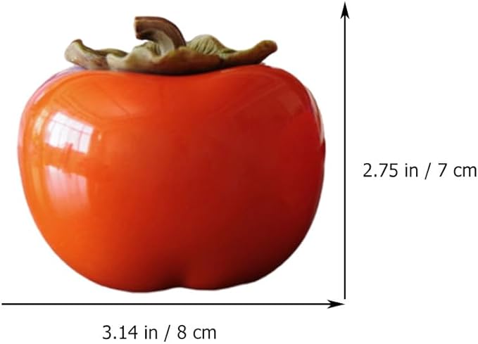 jojofuny 2pcs Ceramic Tea Jar Persimmon Shape Tea Tins Containers with Leaf Lids Orange Ornament Porcelain Tea Pot Food Storage Jar for Table Decoration Orange 200ml