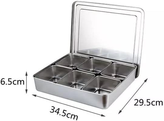 Xarra - Japanese Mini Container, Stainless Steel Yakumi Mise En Place Box, Multi Compartment Set For Food, Herbs, Seasoning and Spices (6 Compartment)