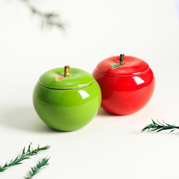 Ceramic Apple Shape Container Food Storage Jar with Lid
