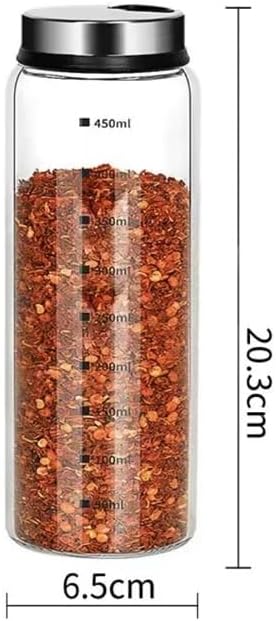 2 Piece 4-Neck SeasoningShakers Moisture Resistant Seasoning Shakers Glass Seasoning Shakers, Salt andPepper ShakerswithAdjustablePour Holes - For Seasoning,Picnics (2 x 450ml Large Spice Bottles)