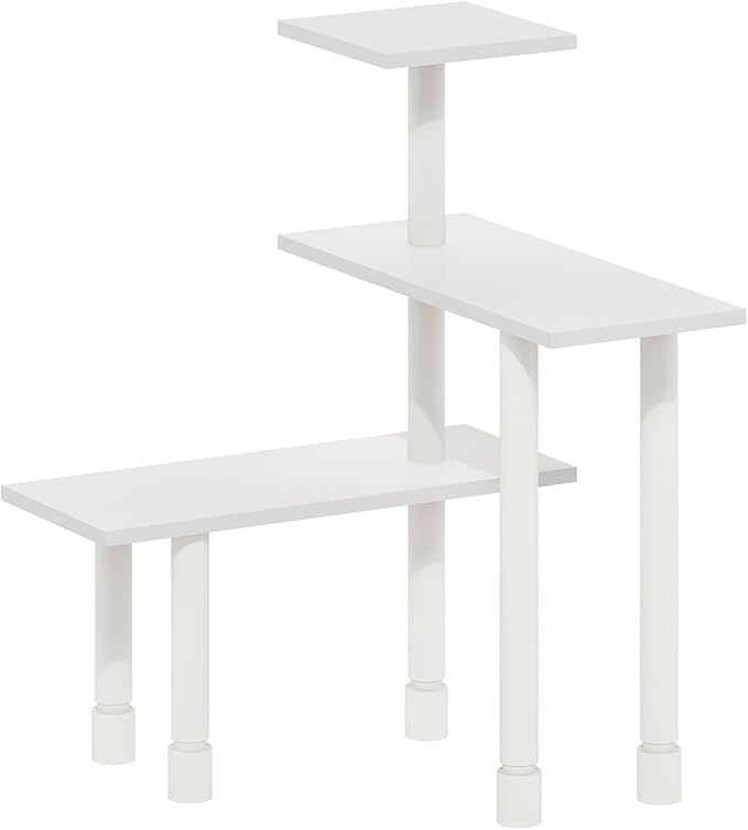Furinno Turn-N-Tube 3-Tier Multipurpose Corner Countertop Organizer Shelf, White/White