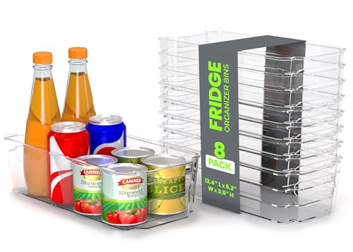 Utopia Home - Fridge Organizer Bins - Refrigerator Organizing Bins - Pantry Organizers & Storage - Stackable for Home & Kitchen Pantry Organization - Clear Plastic Containers (8 Pack)