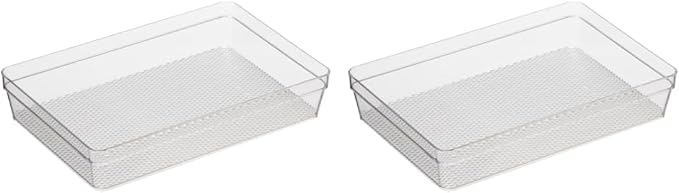 Oggi Clear Drawer Organizer - 6" X 9" - Ideal for Organizing Kitchen Drawers, Office, Desk, Silverware, Kitchen Utensils, Cosmetics and Bathrooms (Pack of 2)