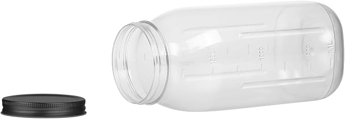 novelinks 4 Pack 64 OZ Plastic Wide Mouth Mason Jars with Airtight Lids - Wide Mouth Half Gallon Large Mason Jar 64 OZ Storage Canning Jar for Kitchen & Household Storage (Black)