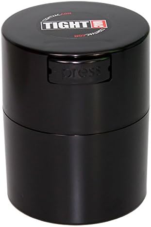Tightvac Nested Set of 4 Vacuum Sealed Dry Goods Storage Containers, 4 Sizes: 24-Ounce, 12-Ounce, 6-Ounce, 3-Ounce, Solid Black Body/Black Cap