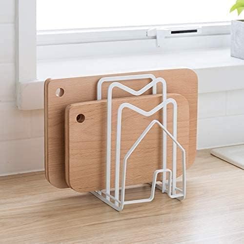 SUNFICON 2 Pack White Cutting Board Holder Rack Pot Pan Lids Holder Chopping Board Organizer Thin Bakeware Tray Dry Display Stand Kitchen Countertop Cabinet Office