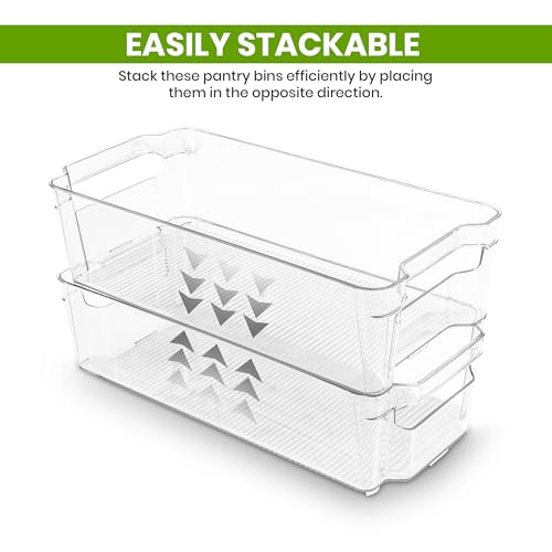 Utopia Home - Fridge Organizer Bins - Refrigerator Organizing Bins - Pantry Organizers & Storage - Stackable for Home & Kitchen Pantry Organization - Clear Plastic Containers (8 Pack)