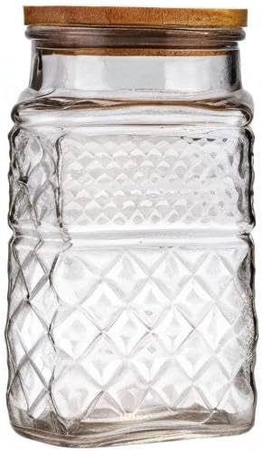 WHJY Glass Storage Container with Lid, Airtight Glass Jars, Farmhouse Tea Canister, Dog Treat Jar for Pet, Glass Candy Cookies Coffee Canister Jar Bath Salt Container - Square 67 oz