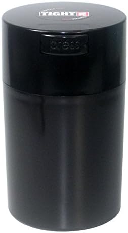 Tightvac Nested Set of 4 Vacuum Sealed Dry Goods Storage Containers, 4 Sizes: 24-Ounce, 12-Ounce, 6-Ounce, 3-Ounce, Solid Black Body/Black Cap