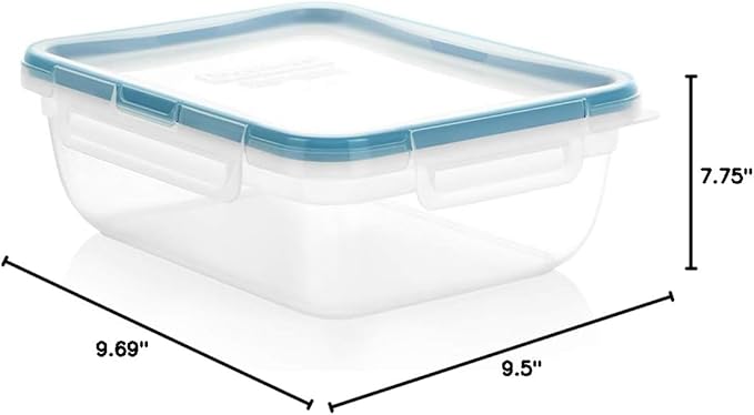 Snapware Total Solution (8.5-Cup) Plastic Food Storage Containers Set, Leakproof & Airtight Locking Lids Rectangular Tupperware, Non-Toxic BPA-Free Lids, Microwave Dishwasher Freezer Safe (Pack of 6)