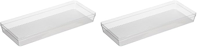 Oggi Clear Drawer Organizer - 6" X 15" - Ideal for Organizing Kitchen Drawers, Office, Desk, Silverware, Kitchen Utensils, Cosmetics and Bathrooms (Pack of 2)