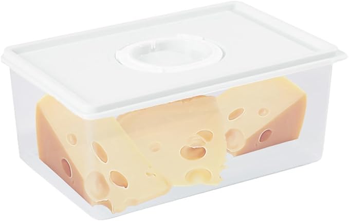 Sliced Cheese Container with Time Recording - Block Cheese Storage Container for Fridge Cream Cheese Sliced Cheese Cheddar Cheese Box with Lid Cheese Saver