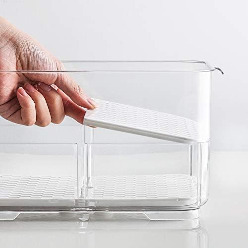 Produce Saver Lettuce Container, Refrigerator Organizer Bins Fridge Food Storage Containers with Lids and Removable Drain Tray for Freezer Cabinet Kitchen Organization 2800ML -2 Pack