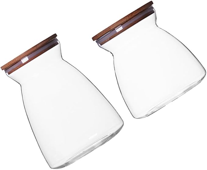 2PCS Glass Storage Jars Airtight Glass Storage Containers with Cork Lid Transparent Sealed Food Storage Canister for Spices Sugar Salt Tea Coffee Bean Candy (700ml &1100ml)