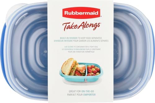 Rubbermaid TakeAlongs Sandwich Food Storage Containers, 3.7 Cup, Colors may vary