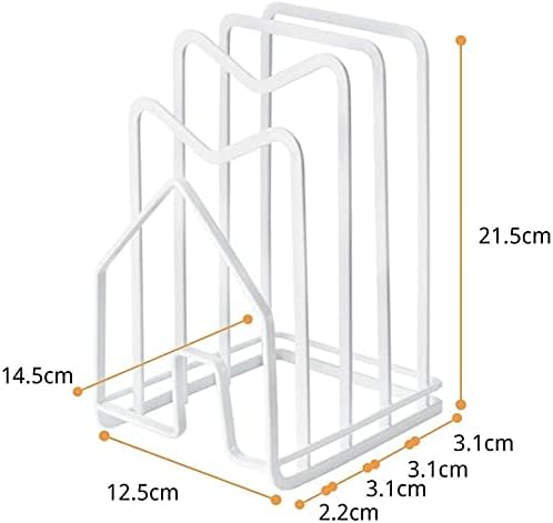 LINFIDITE Cutting Board Rack Chopping Board Organizer Stand Holder Kitchen Countertop Pots Pan Lids Rack Organizer Flat Steel 4.92Lx5.71Wx8.46H in. White