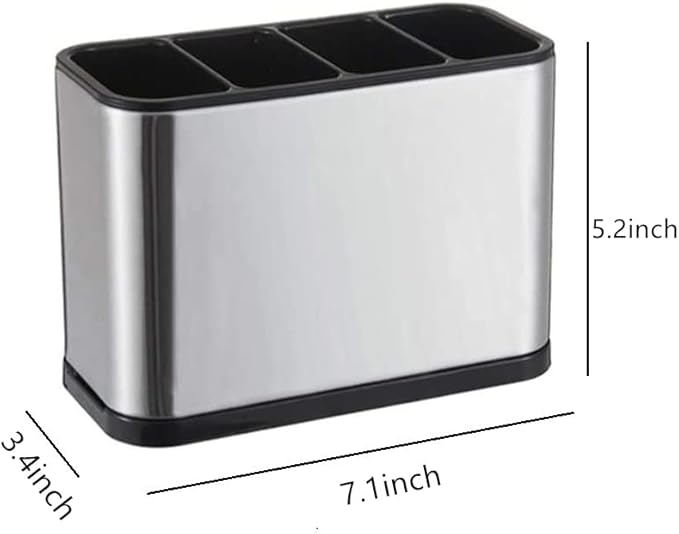 Silverware Caddy Utensil Caddy Spoon Holder with 4 Divided Compartments, Sturdy Stainless Steel, Rust Proof
