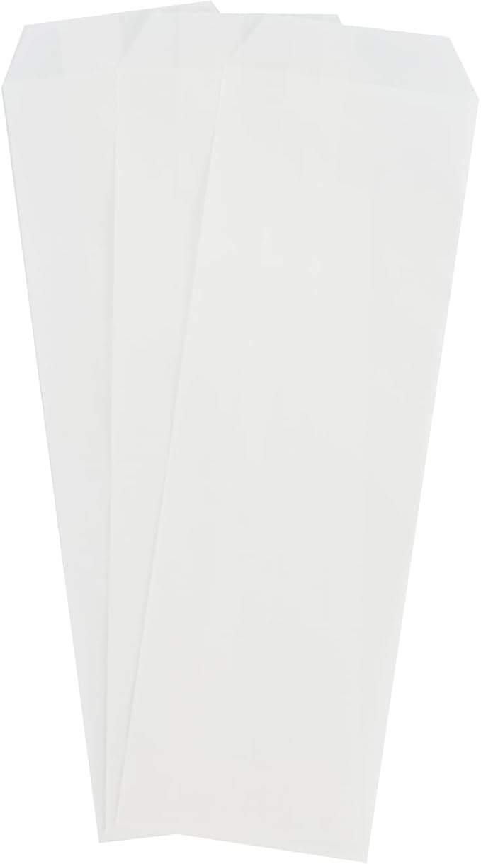 Volanic 100PCS 3X10 Inch Semi-Transparent Glassine Waxed Paper Bags for Kitchen Cutlery Chopsticks Utensils Holder Wedding Party Tableware Silverware Flatware