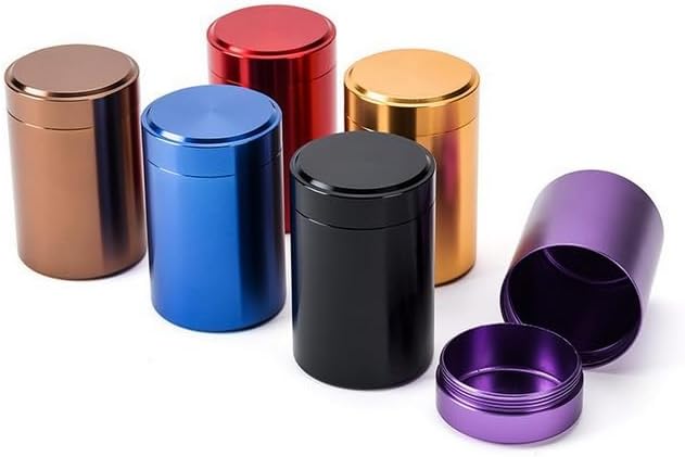 6 Aluminum Tea Tins Canister with Airtight Single Lids,2 oz Tea Canister Dry Storage Caddy Box,Candle Making Kits,Waterproof Mini Tins for Loose Tea,Spices, Coffee,Sugar (6 Colors)