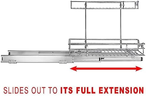 HOLDN’ STORAGE Two Tier Under Sink Organizers and Storage - Slide Out Cabinet Organizer w/Sliding Drawers for Cabinets- Lifetime Limited Warranty 11" Wx21 Dx15”H Chrome, Requires 12-1/2” Opening