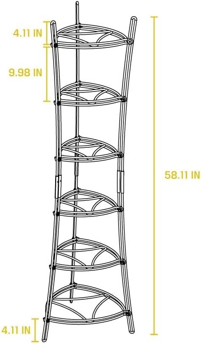 Lodge 6-Tier, Kitchen and Pantry Cast Iron Cookware Storage Organizing Tower, Steel Construction, Matte Black , 32.67" x 20.19" x 6"
