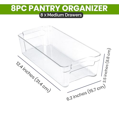 Utopia Home - Fridge Organizer Bins - Refrigerator Organizing Bins - Pantry Organizers & Storage - Stackable for Home & Kitchen Pantry Organization - Clear Plastic Containers (8 Pack)