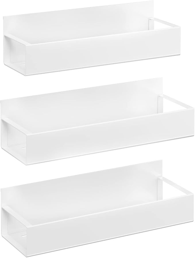 3 Pack Moveable Fridge Magnetic Spice Racks,Metal White