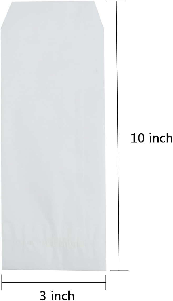 Volanic 100PCS 3X10 Inch Semi-Transparent Glassine Waxed Paper Bags for Kitchen Cutlery Chopsticks Utensils Holder Wedding Party Tableware Silverware Flatware