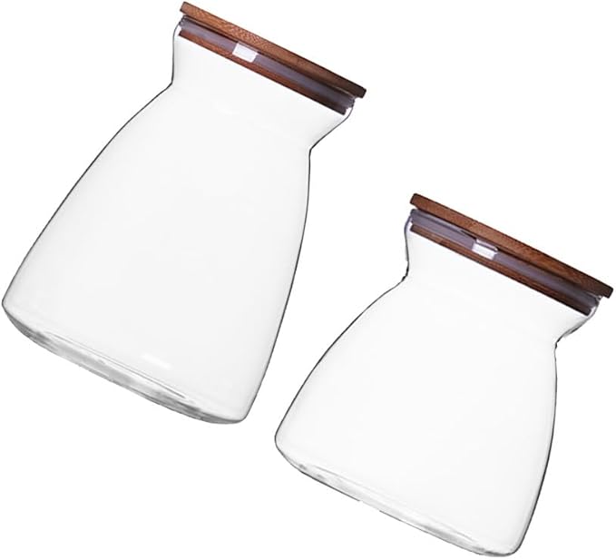 2PCS Glass Storage Jars Airtight Glass Storage Containers with Cork Lid Transparent Sealed Food Storage Canister for Spices Sugar Salt Tea Coffee Bean Candy (700ml &1100ml)