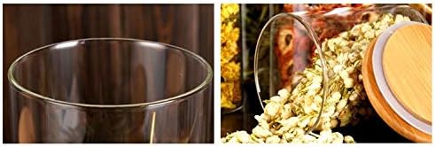Glass Food Storage Jar Canister - Cylinder Airtight Kitchen Container with Natural Wood Lid for Tea Dry Fruit Nuts Candy Seasoning Spaghetti Coffee Bean Clear Sealing size 250ML/8.5oz