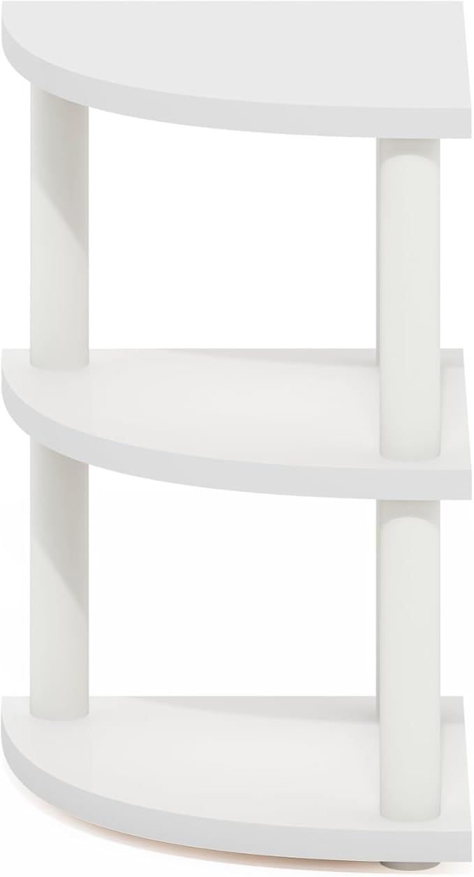 Furinno Turn-N-Tube 3-Tier Corner Countertop Organizer Shelf, White/White