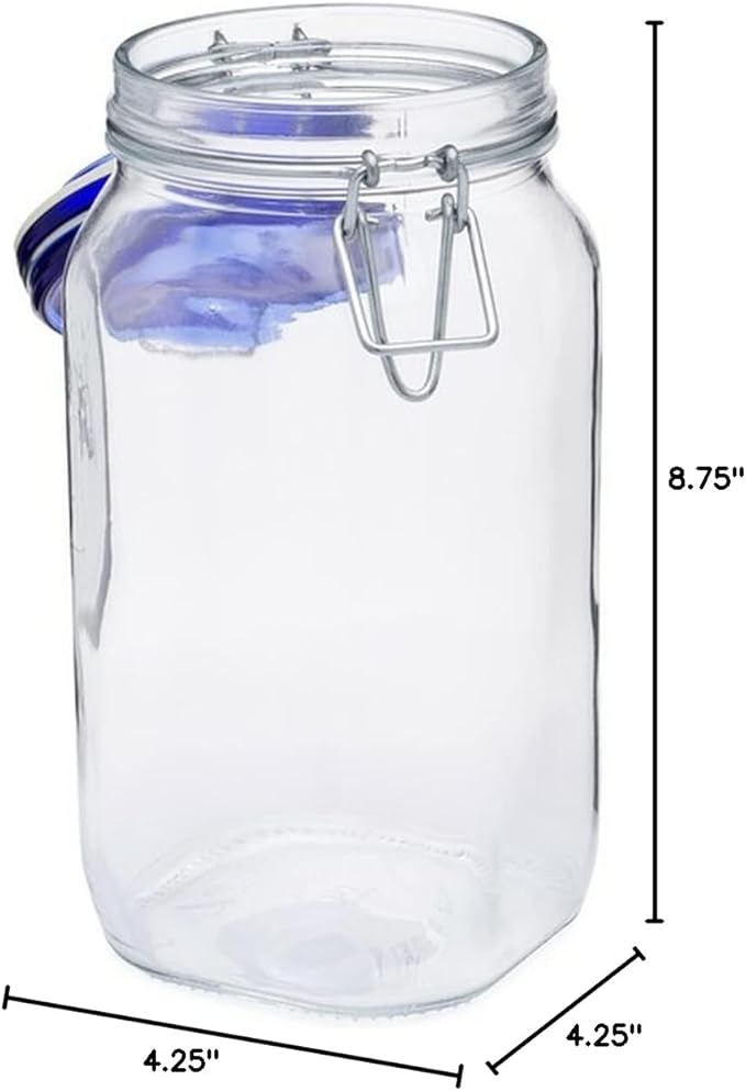 Bormioli Rocco Fido Jar - 1.5 Liter (50.75 oz.) - Blue Lid