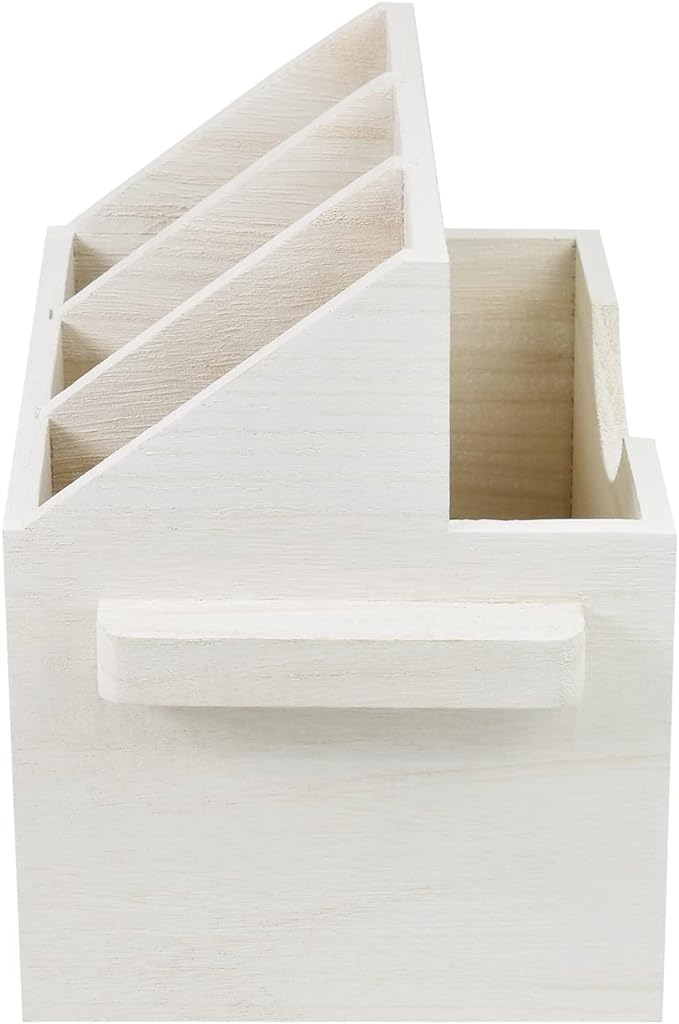 Ikee Design Wooden Utensil Caddy with Handles, Silverware Caddy , Silverware Holder for Countertop ,Party ,Camping and Kitchen, Silverware Organizer, Picnic Cutlery Holders , White Color