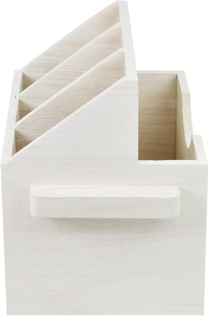 Ikee Design 2 Pcs Set Wooden Utensil Caddy with Handles, Silverware Caddy , Silverware Holder for Countertop ,Party ,Camping and Kitchen, Silverware Organizer, White Color