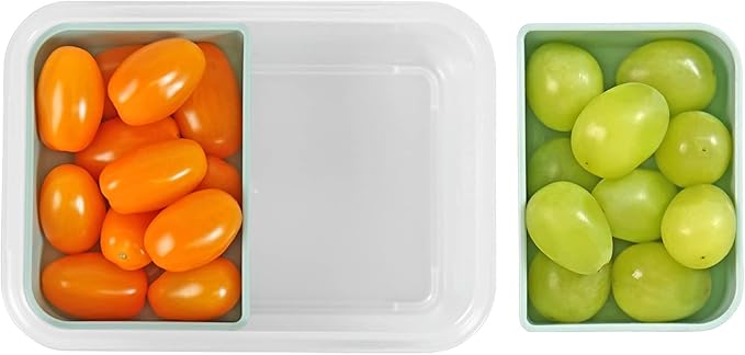 carrotez Food Storage Containers with 2 Removable Compartments, Snack Containers with Airtight Lids, Portion Control, BPA Free, Reusable, 2 Cup (480ml)