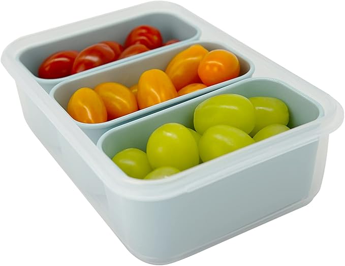 carrotez Food Storage Containers with 3 Removable Compartments, Food Prep Container with Airtight Lids, Portion Control Container, Microwave Safe, Reusable, 4.64 Cup (1100ml)