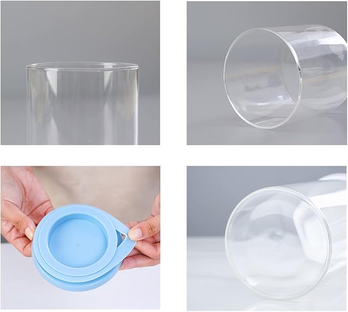 Glass Food Storage Jars with Plastic Lid Set of 5- Jars for Spaghetti Pasta, Cookie, Rice, Flour, Nuts